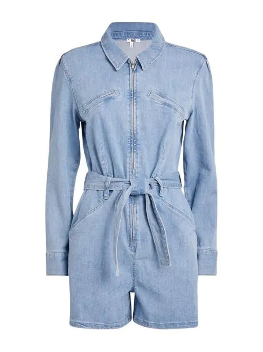 PAIGE NWT Jemma Romper Light Wash Denim with Tie Waist size 6